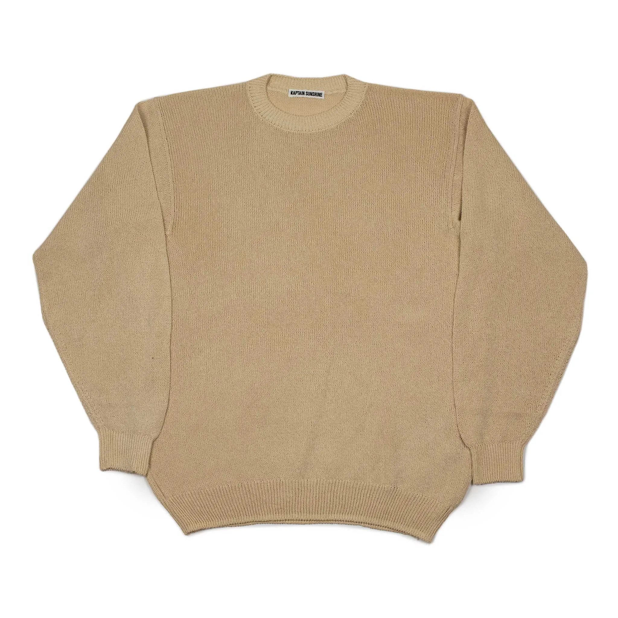 Crewneck sweater in sand cotton and paper