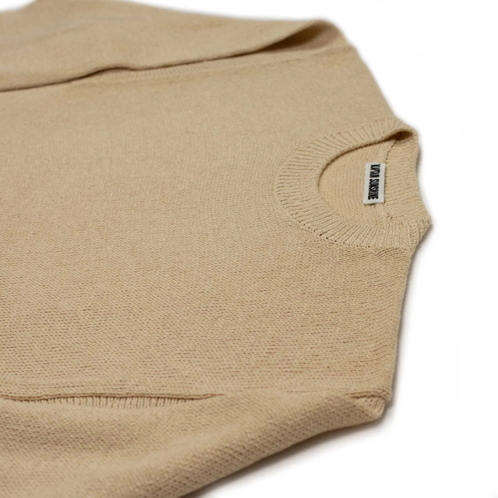 Crewneck sweater in sand cotton and paper