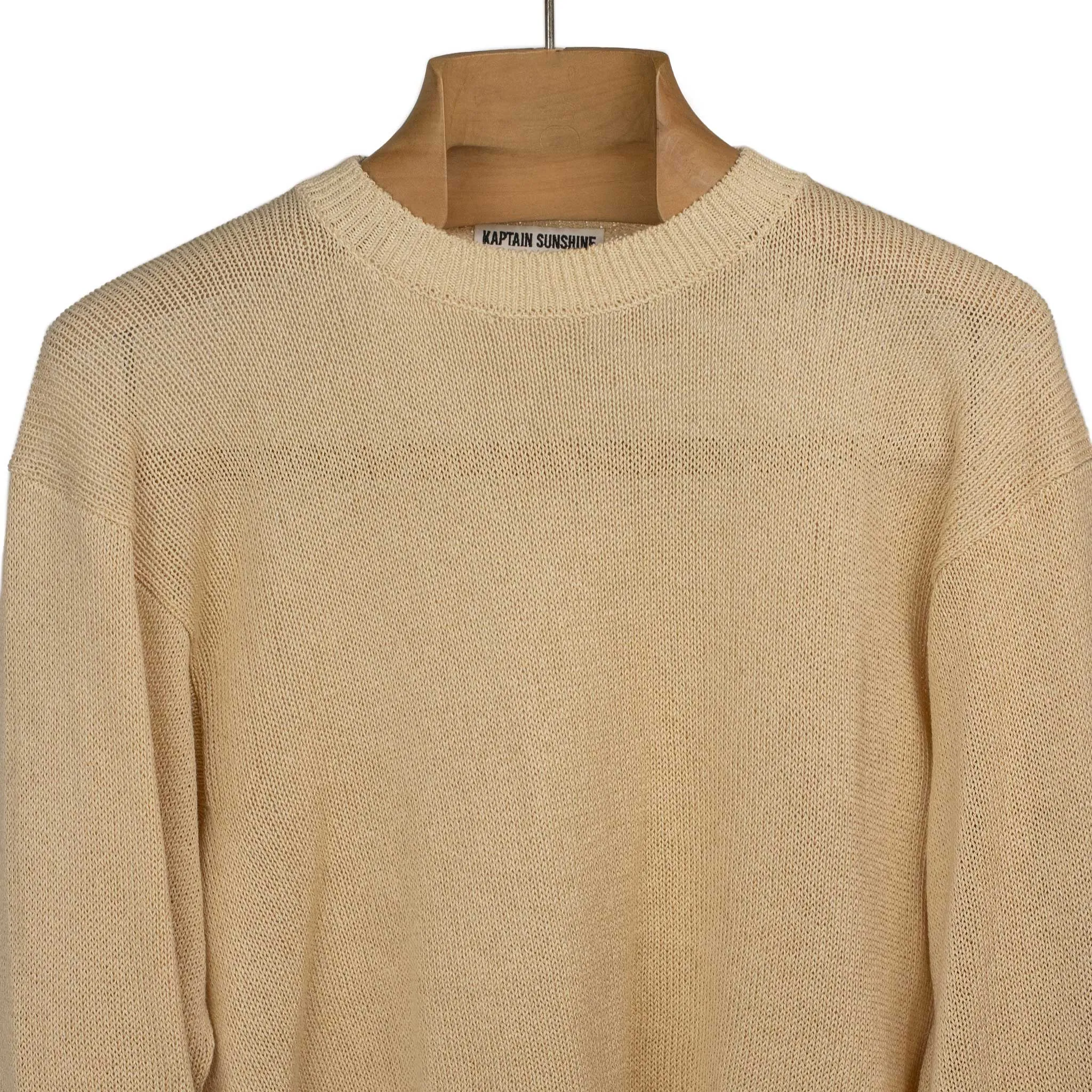 Crewneck sweater in sand cotton and paper