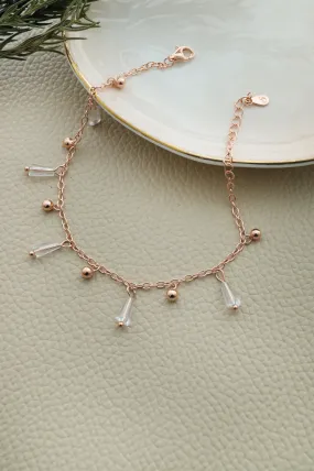 Crystal Charms Rose Gold Plated Sterling Silver Chain Bracelet