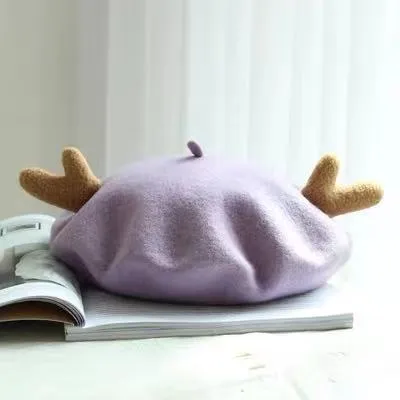 CUTE ANTLER CHRISTMAS BERET BY51011