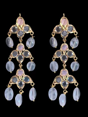 DER49 Savera Hyderabadi three layered earrings in pink  (READY TO SHIP )