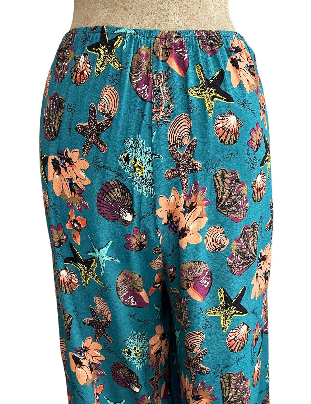 Doris Mayday for Loco Lindo - Teal Star of the Sea High Waisted Palazzo Pants