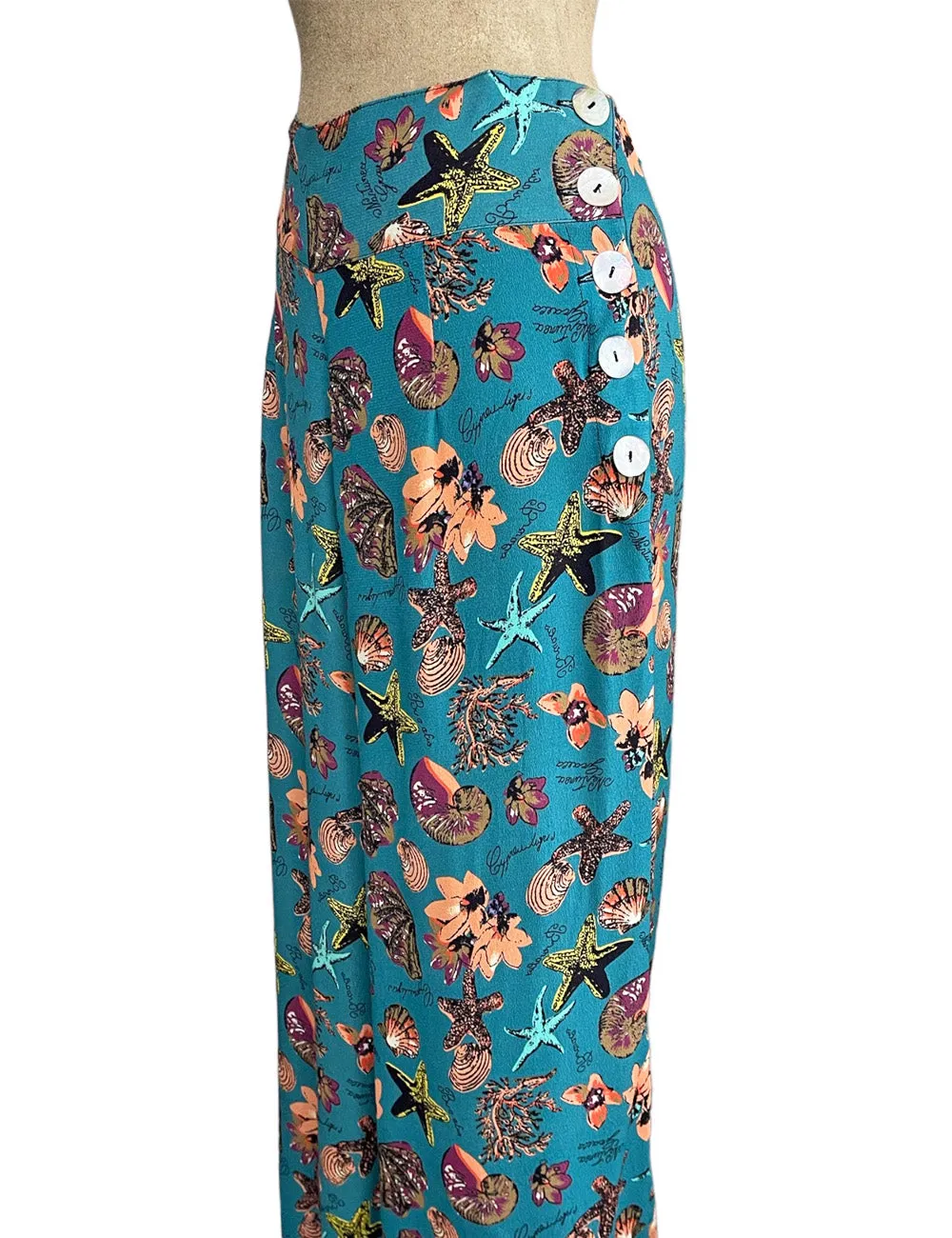 Doris Mayday for Loco Lindo - Teal Star of the Sea High Waisted Palazzo Pants