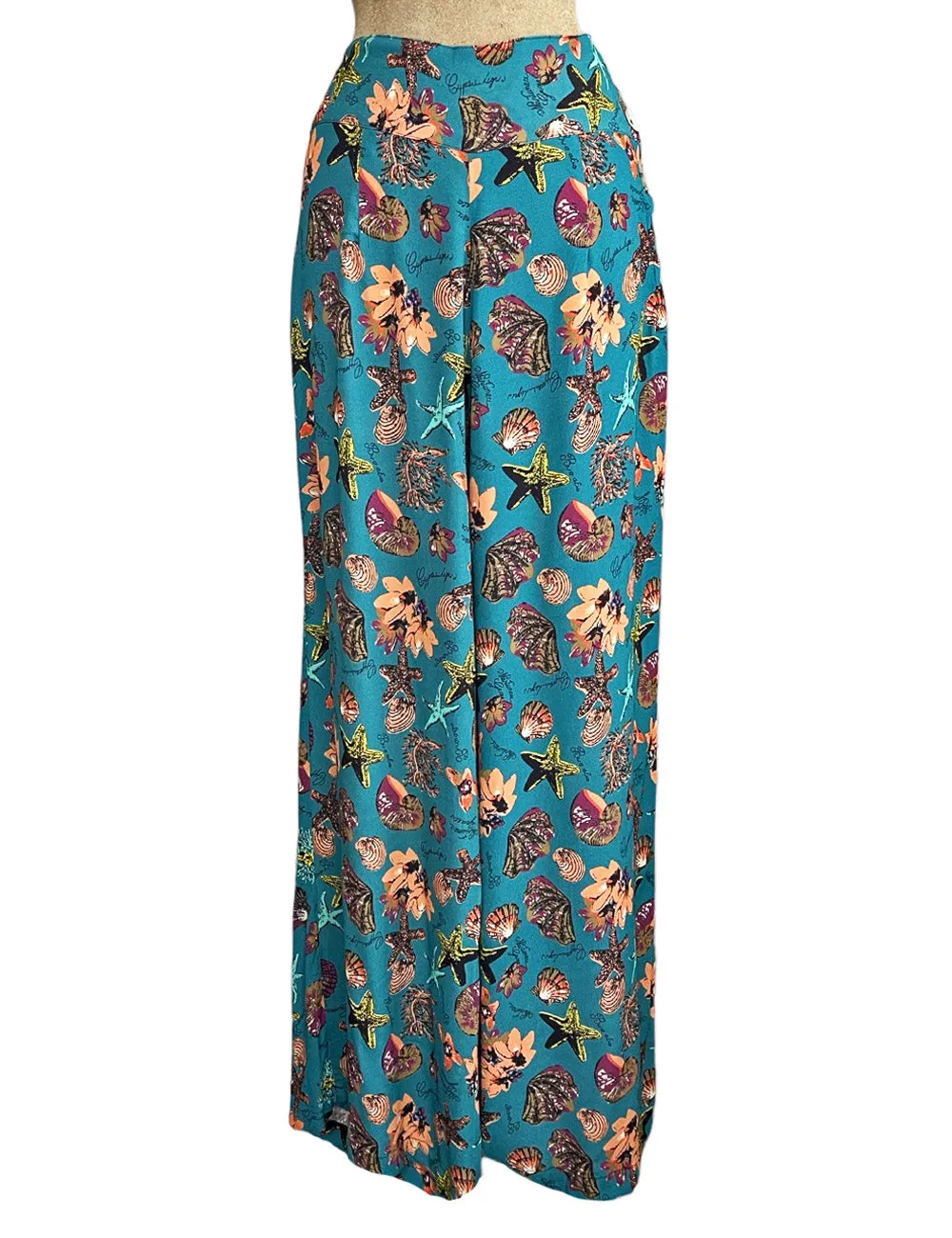 Doris Mayday for Loco Lindo - Teal Star of the Sea High Waisted Palazzo Pants