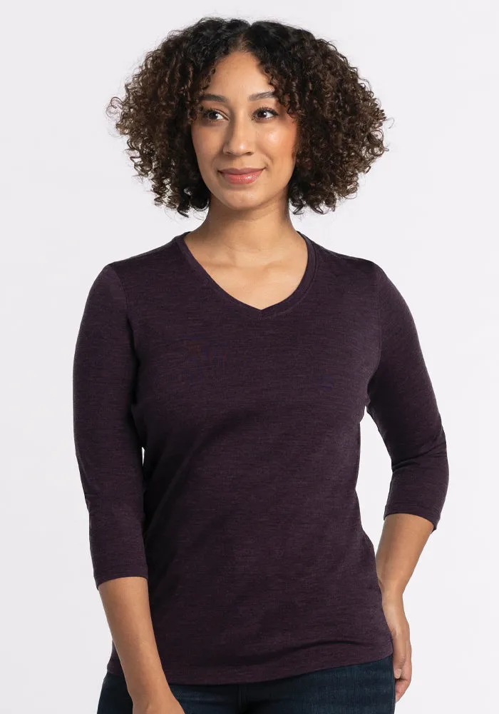 Elena V Neck - Deep Plum