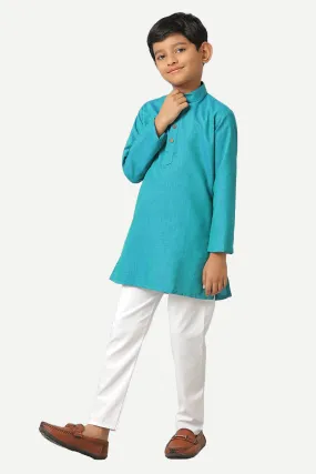 Exotic - Aqua Blue Kurta and Pyjama 2 In 1 Set For Kids | Uathayam