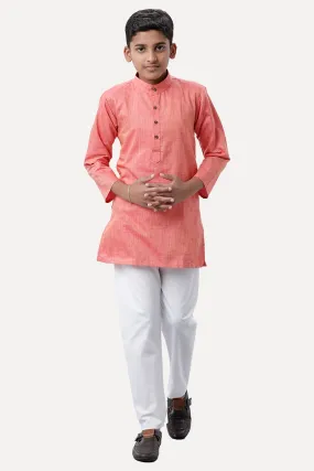 Exotic - Soft Orange Kurta and Pyjama 2 In 1 Set For Kids | Uathayam