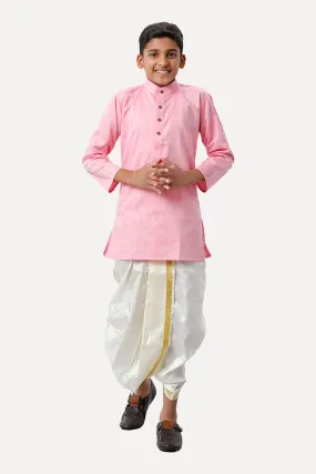 Exotic - Soft Pink Kurta and Panchakacham 2 In 1 Set For Kids | Uathayam