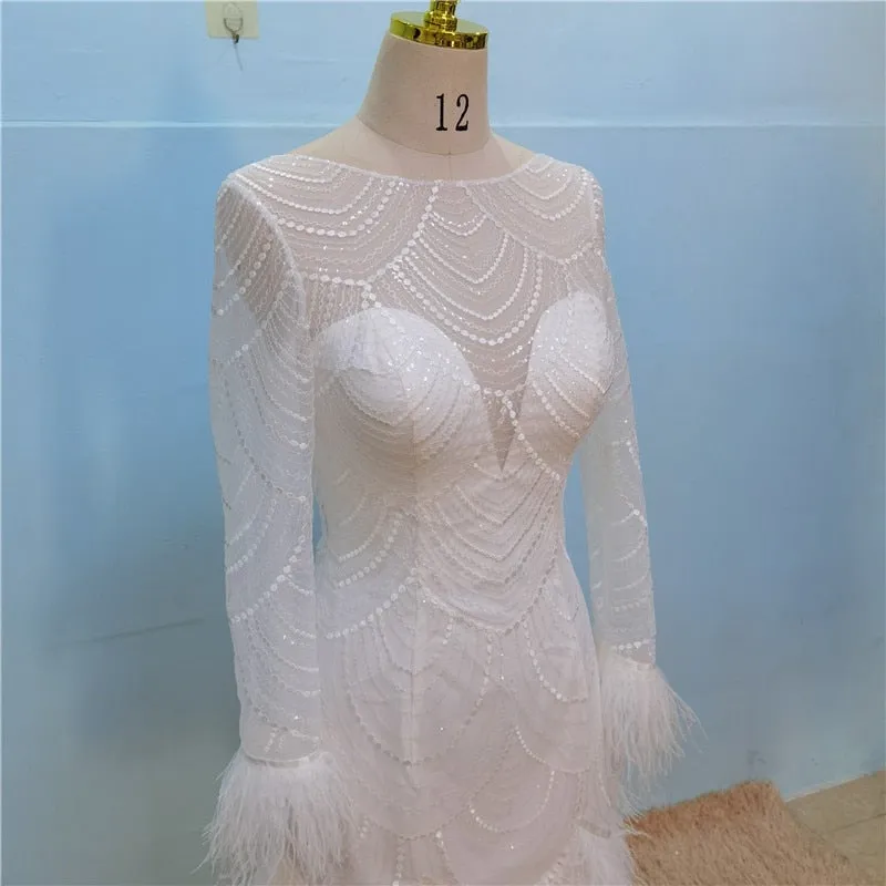 Fashion Feather Wedding Dress