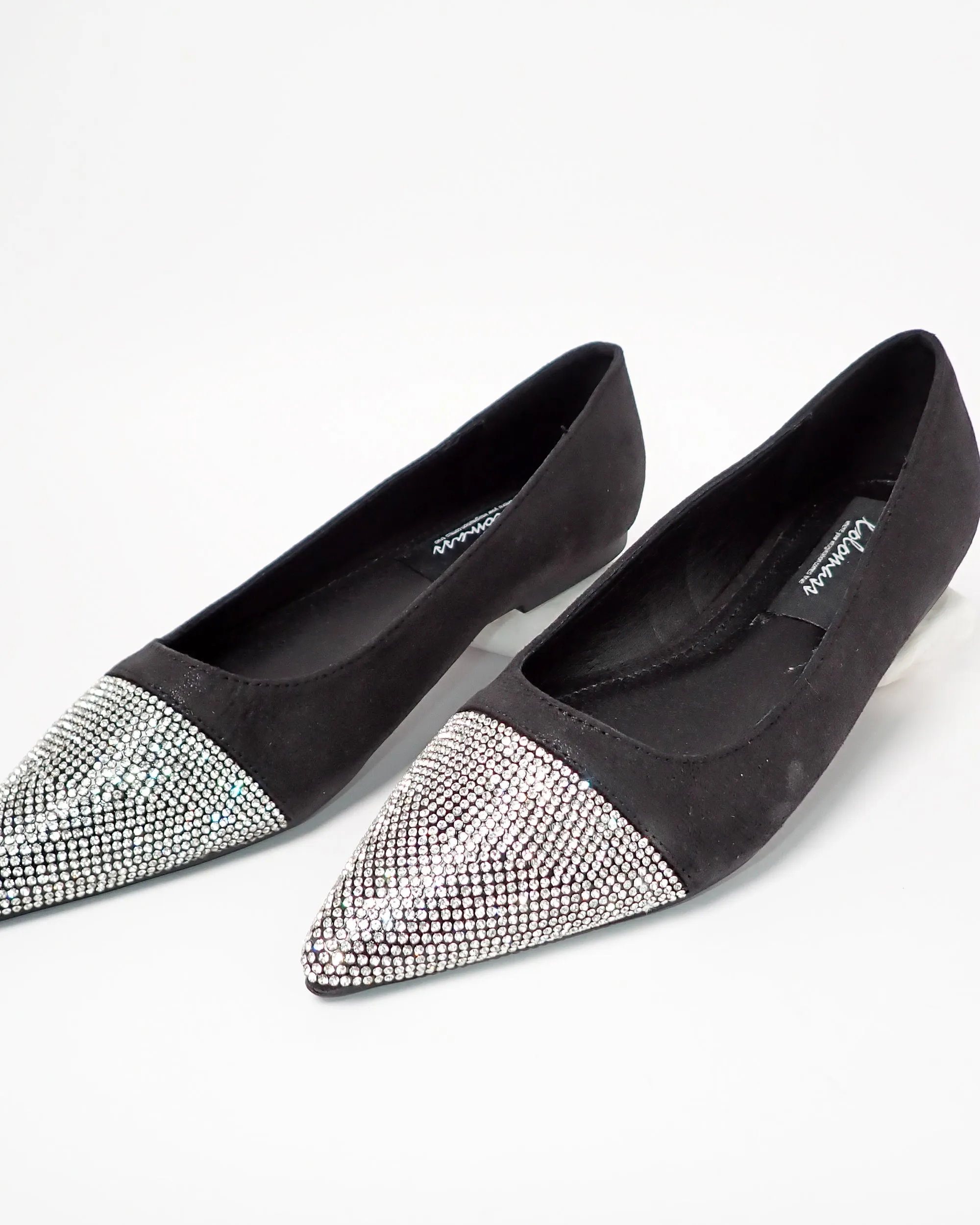 Faux rhinestone detail slip flats shoes 3892 - حذاء