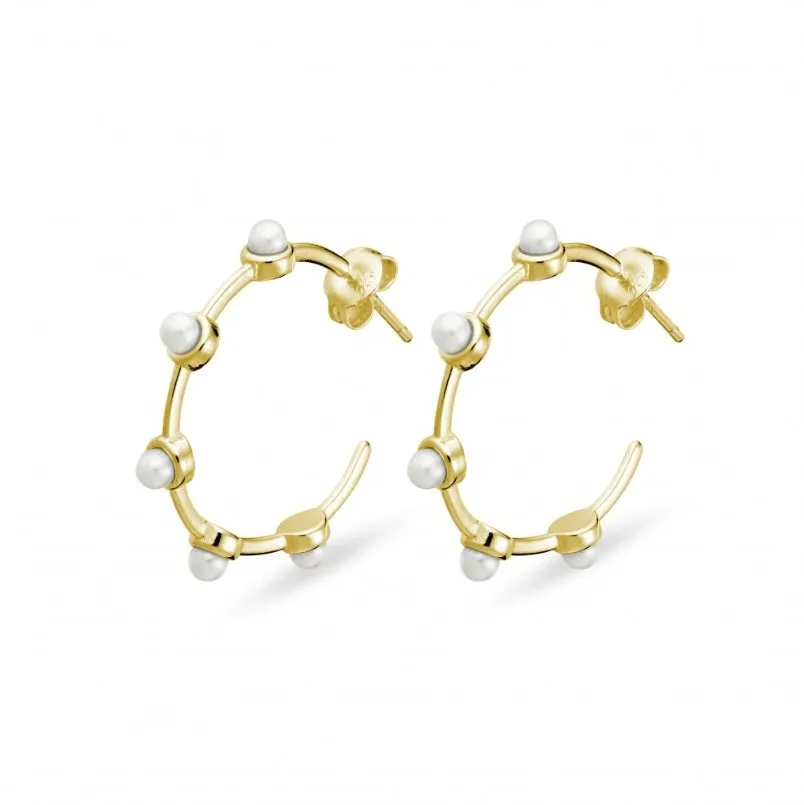 Freshwater Pearl hoop stud earrings small Gold