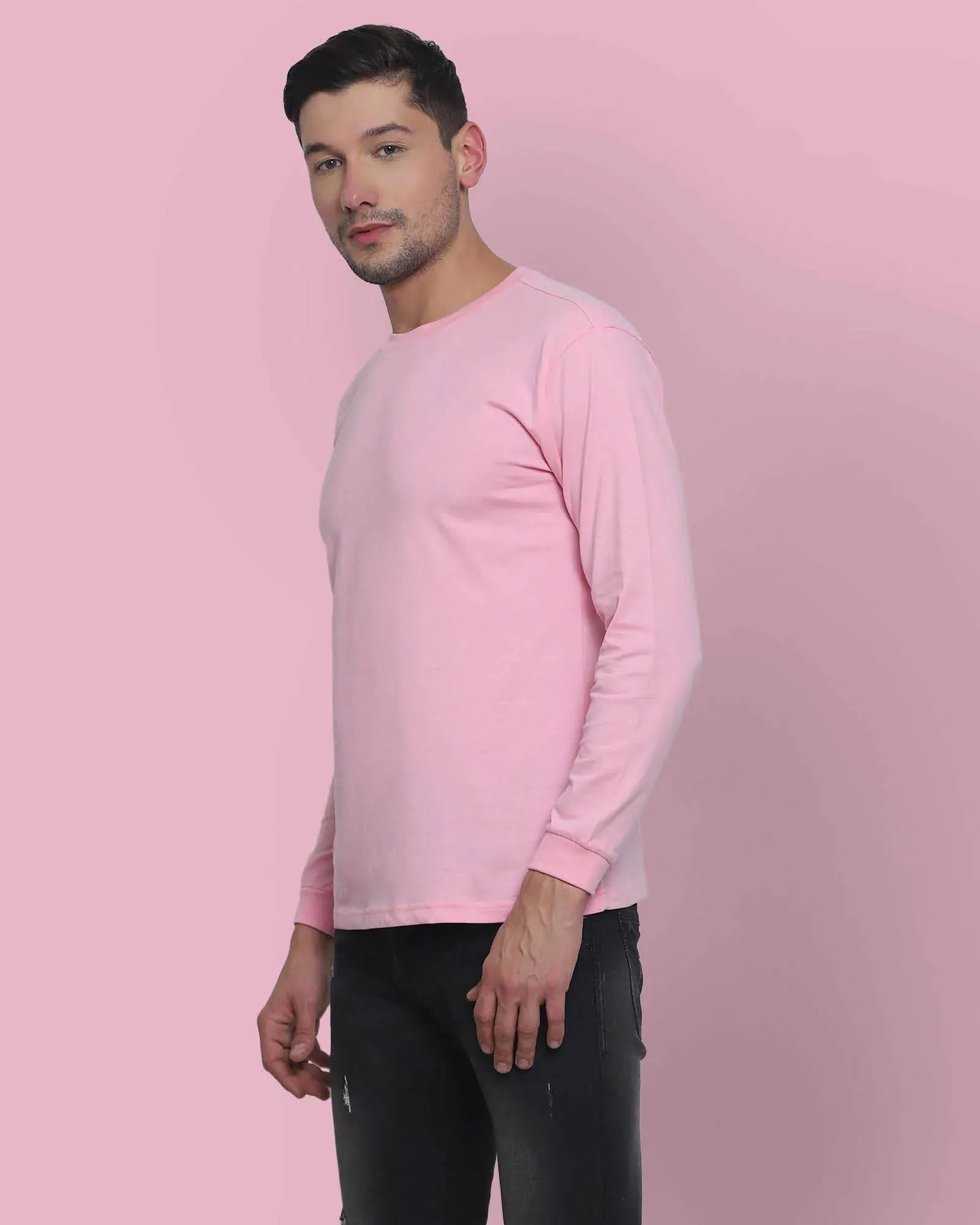 Full Sleeves Crew Neck: Baby Pink