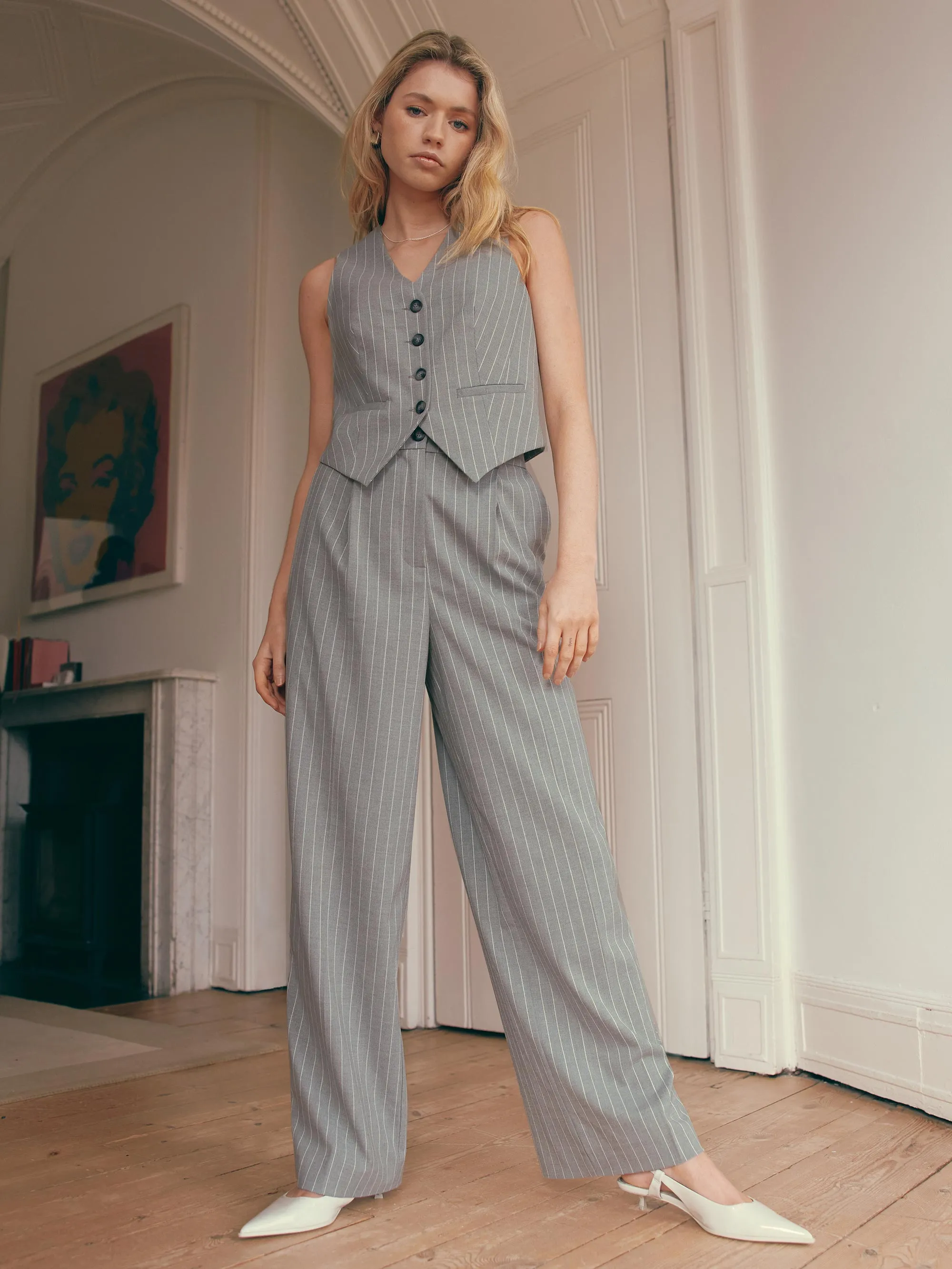 Grey Pinstripe Trousers