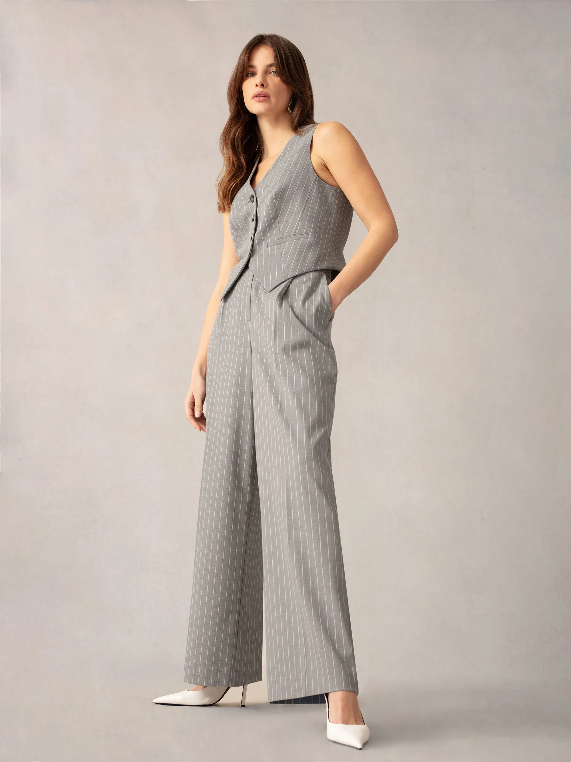 Grey Pinstripe Trousers