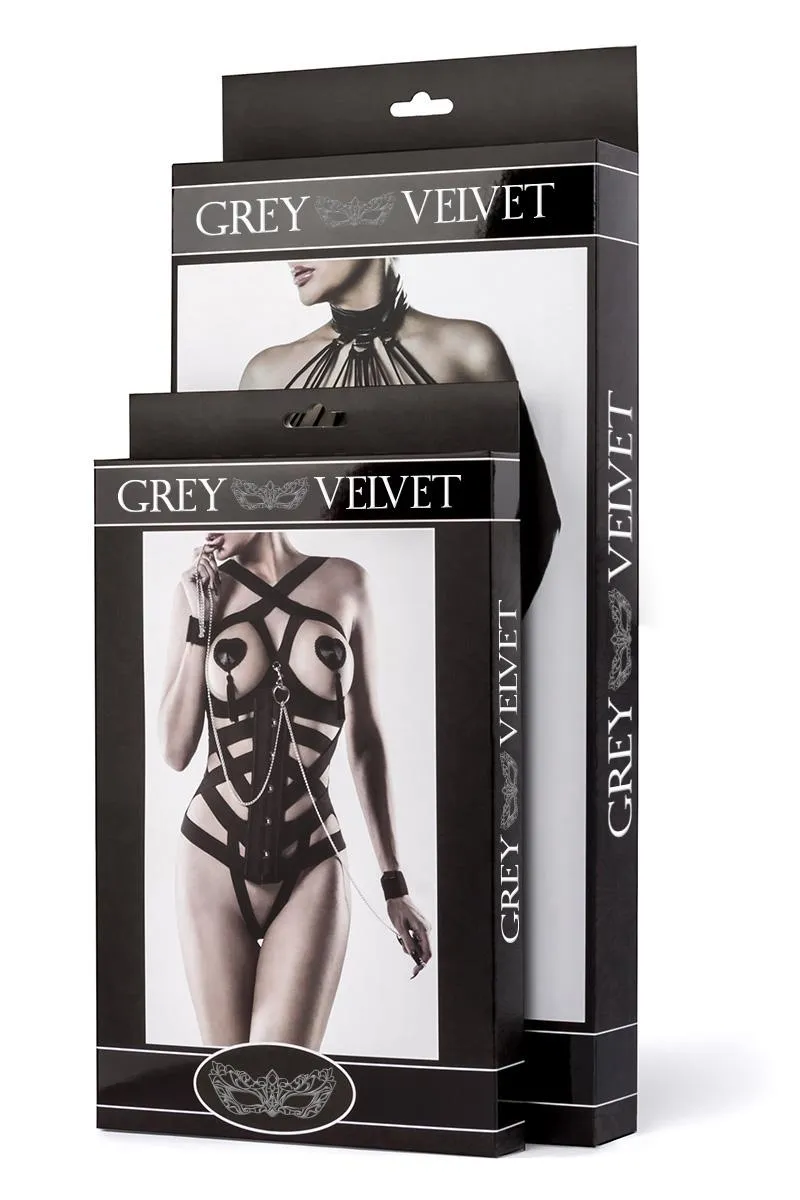 Grey Velvet Seven-Part Lingerie Set