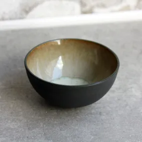 Half Sphere Bowl, Black w/ crystal glaze (mini)