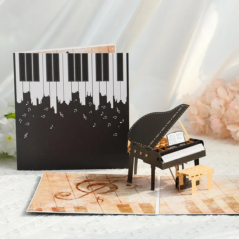 Handmade 3D Personalized Beautiful Piano Pop Up Greeting Card - Perfect for Thinking of You, Congratulation, Birthday & Thank You Gift