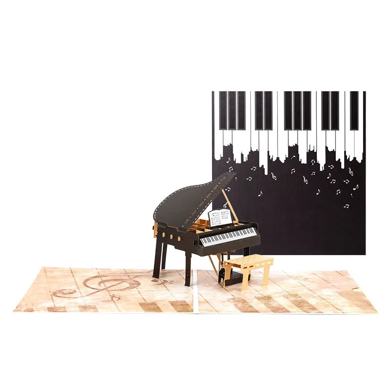 Handmade 3D Personalized Beautiful Piano Pop Up Greeting Card - Perfect for Thinking of You, Congratulation, Birthday & Thank You Gift