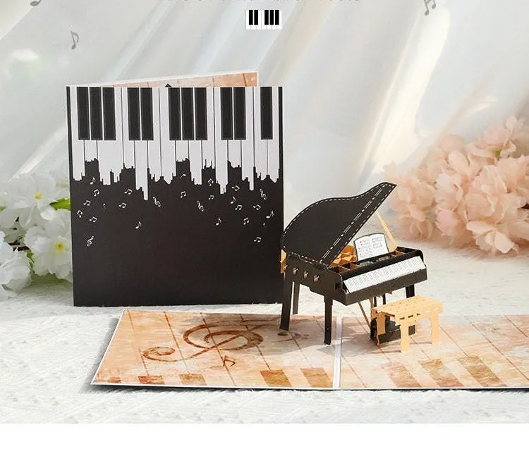 Handmade 3D Personalized Beautiful Piano Pop Up Greeting Card - Perfect for Thinking of You, Congratulation, Birthday & Thank You Gift