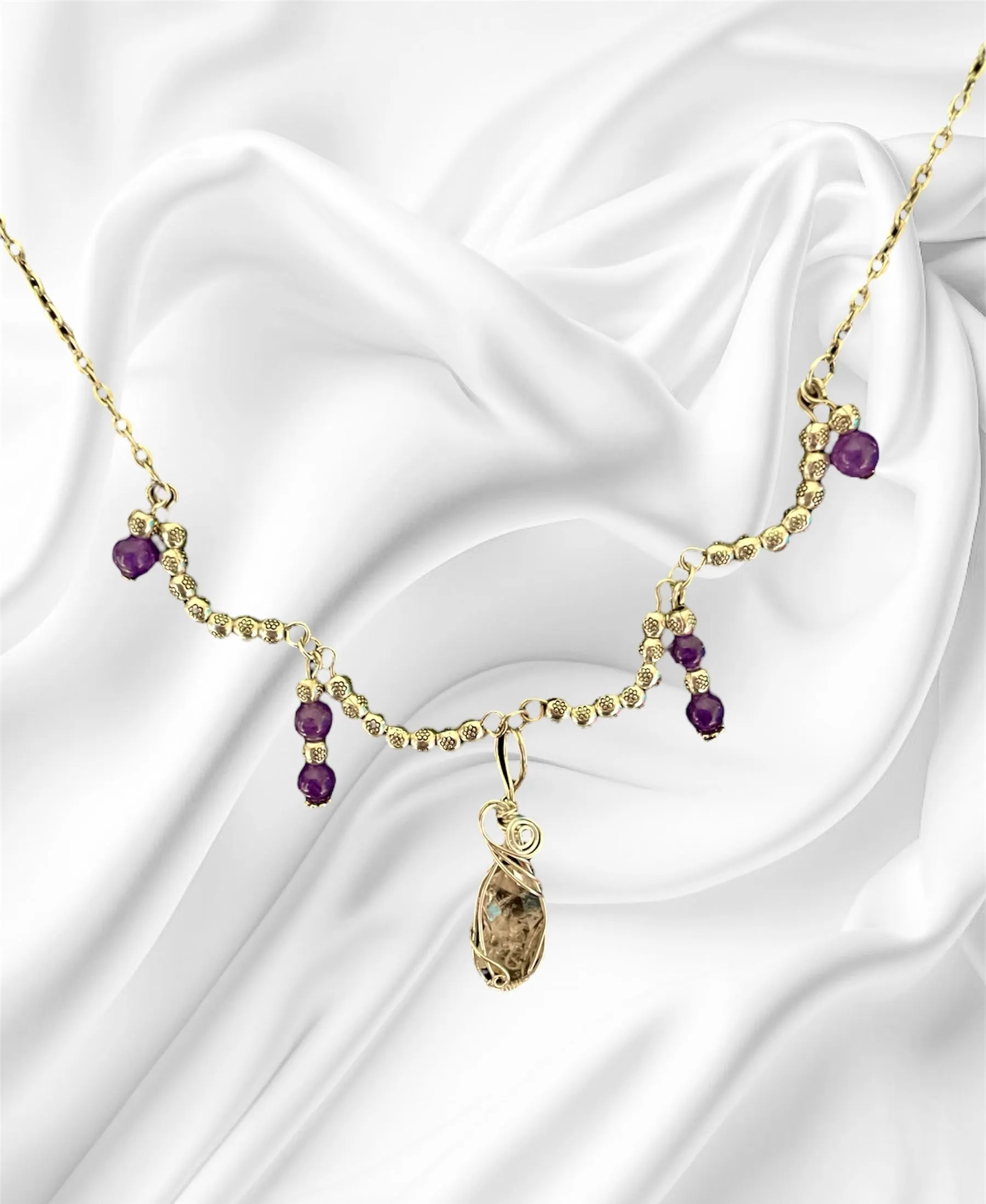 Herkimar Diamond and Amethyst Necklace