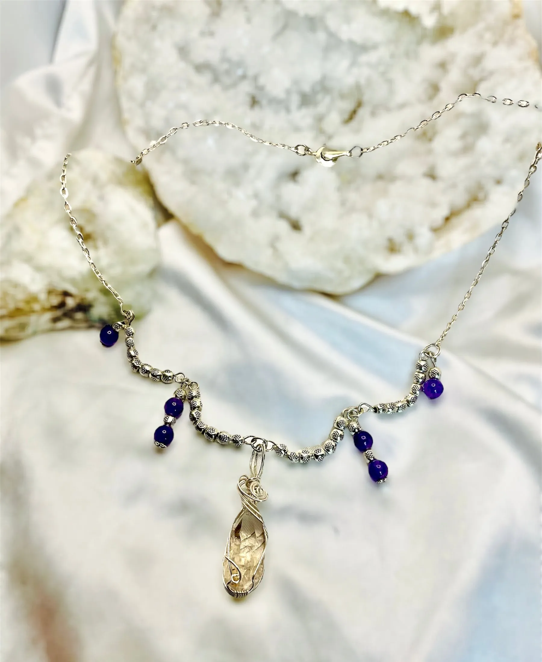 Herkimar Diamond and Amethyst Necklace