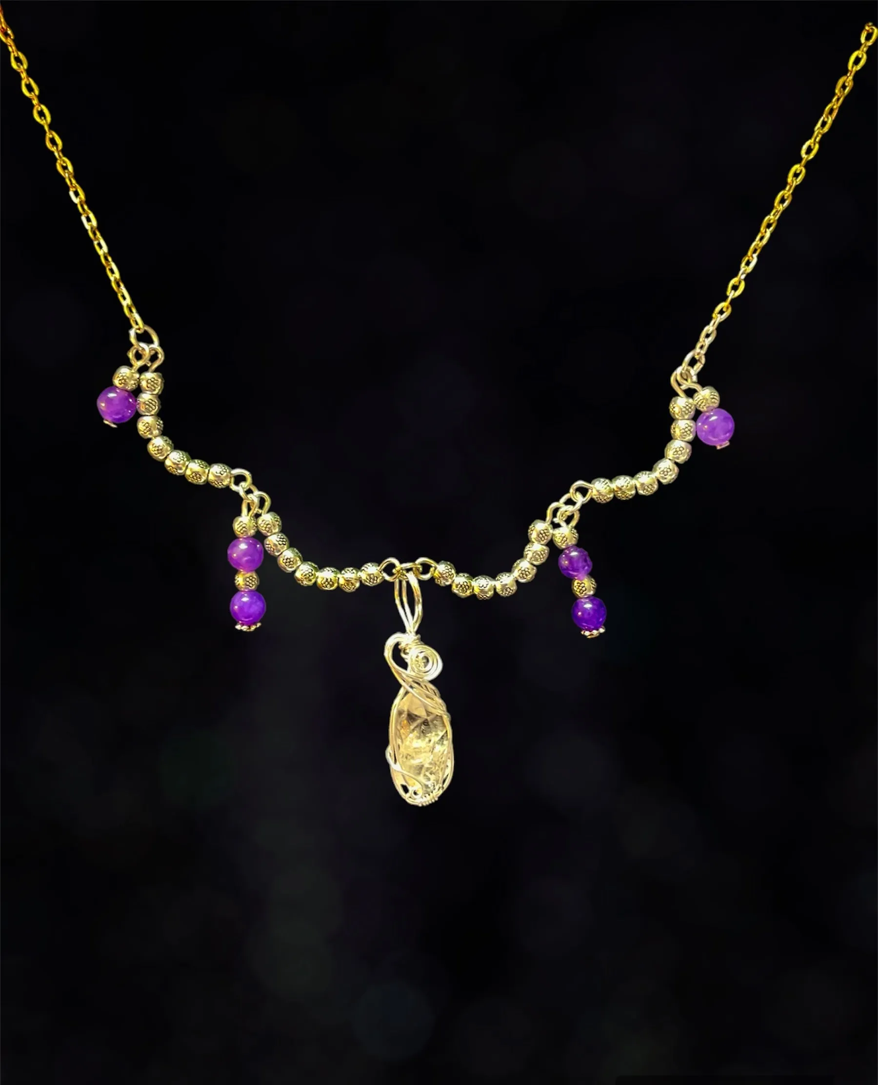 Herkimar Diamond and Amethyst Necklace