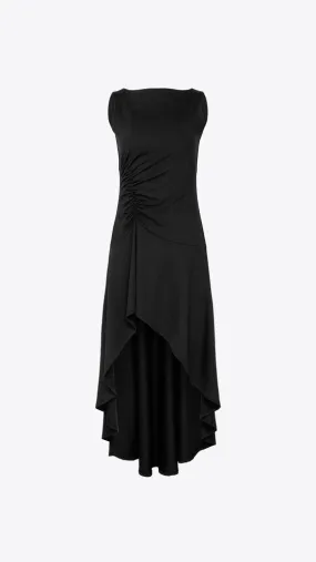 High Low Boat Neck Dress - Black