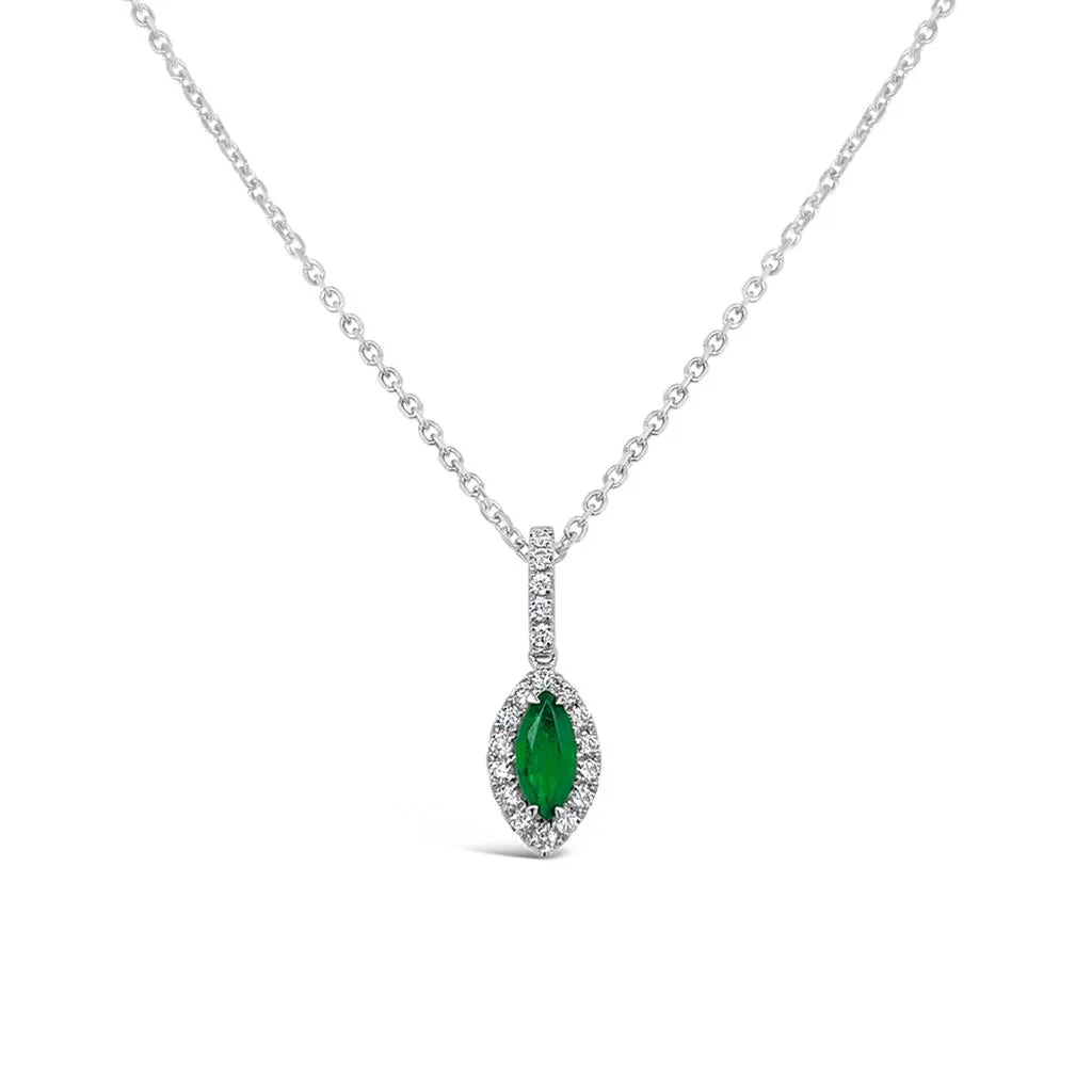 Irisa by Martin Binder Marquise Emerald & Diamond Halo Necklace