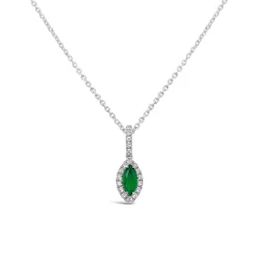 Irisa by Martin Binder Marquise Emerald & Diamond Halo Necklace