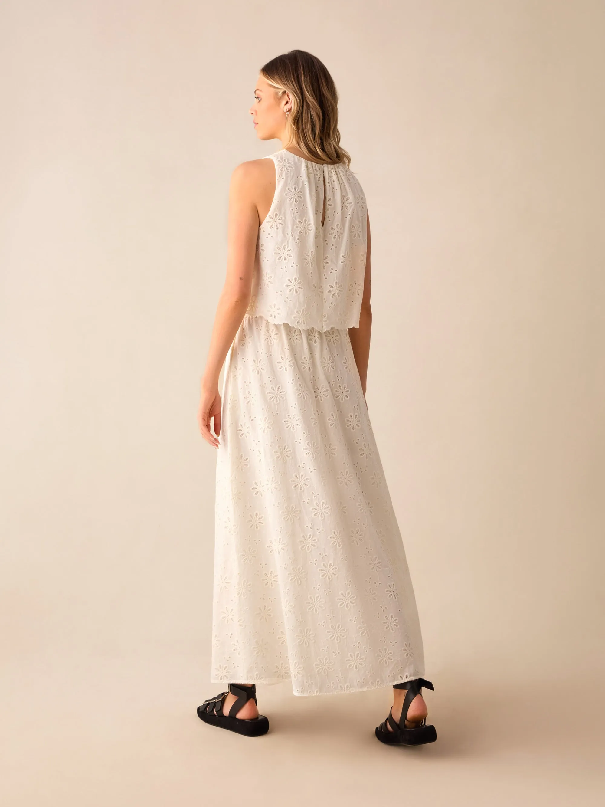 Ivory Broderie Maxi Skirt