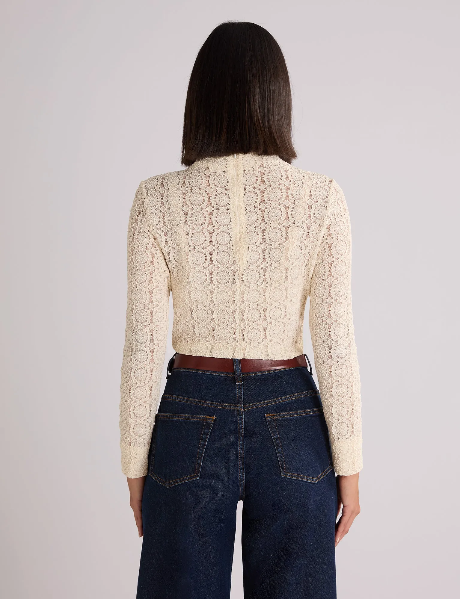 Ivory Lace High Neck Top