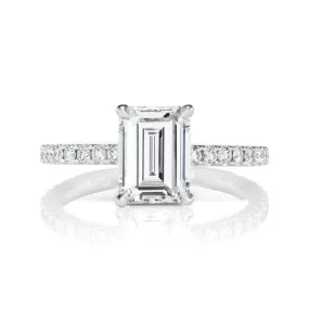 IZRA 3 CARAT EMERALD CUT E COLOR VS2 CLARITY DIAMOND ENGAGEMENT RING 18K WHITE GOLD GIA CERTIFIED 2 CT E VS2 BY MIKE NEKTA