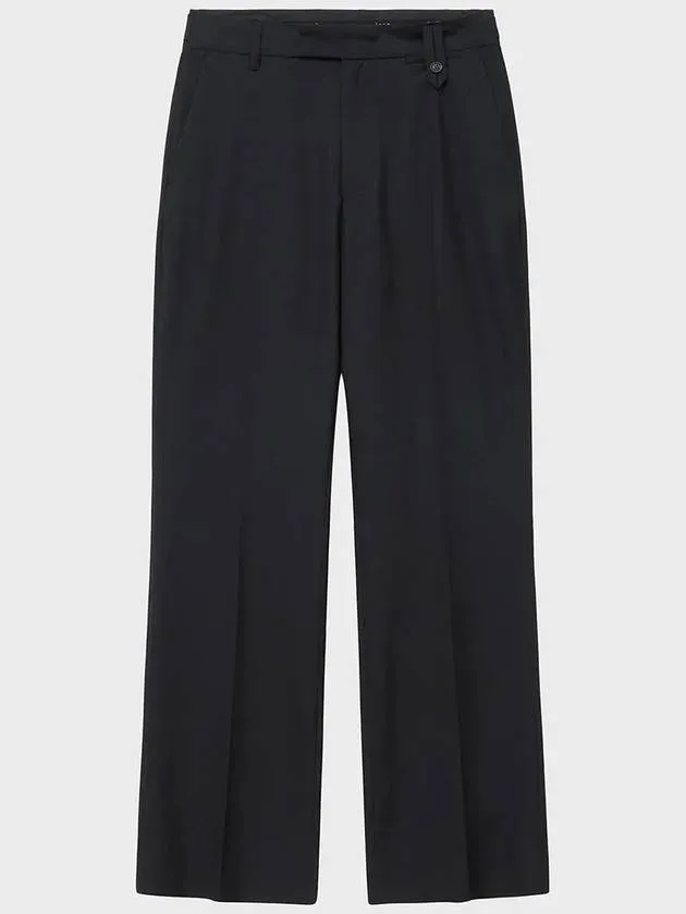 Light Wool Flare Slacks Black