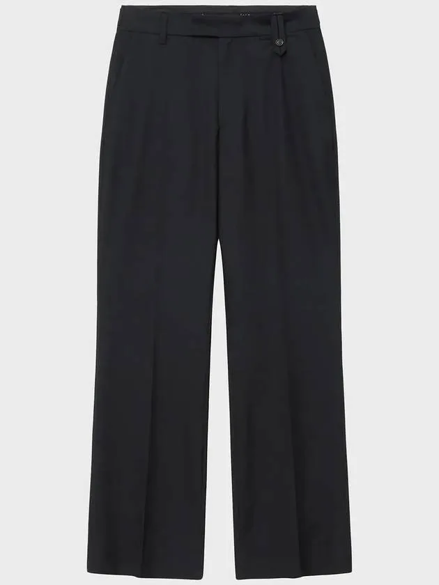 Light Wool Flare Slacks Black