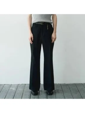 Light Wool Flare Slacks Black