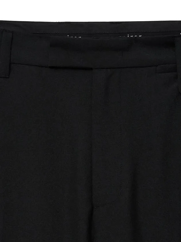 Light Wool Flare Slacks Black