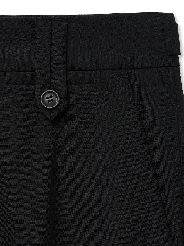 Light Wool Flare Slacks Black