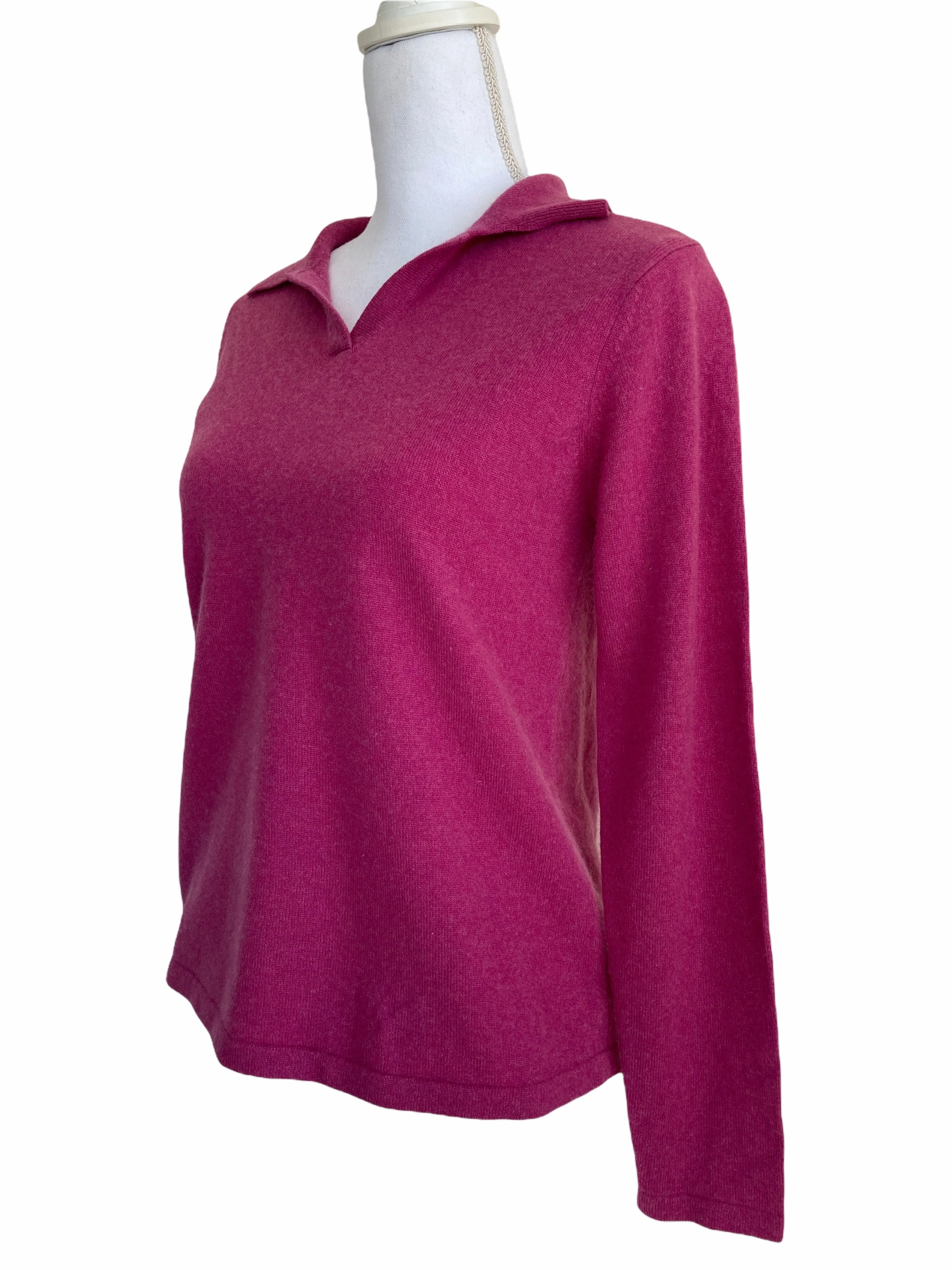 L.L. Bean Pink Cashmere Polo Sweater, XS