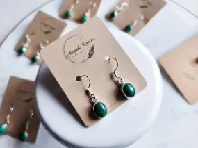 Malachite Drop Sterling Earrings || Oval & Round