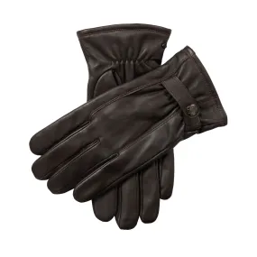 Men’s Touchscreen Lined Leather Gloves with Contrast Stitching