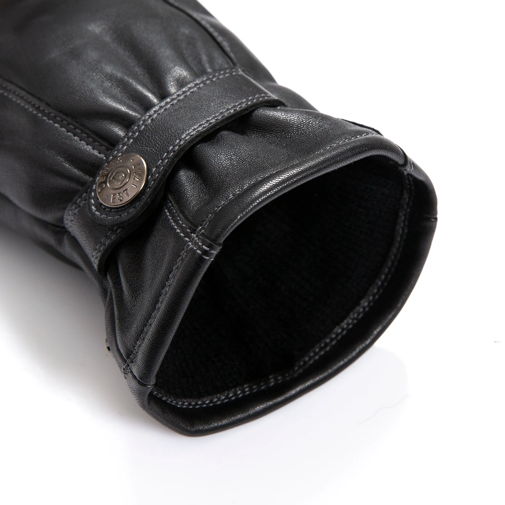 Men’s Touchscreen Lined Leather Gloves with Contrast Stitching