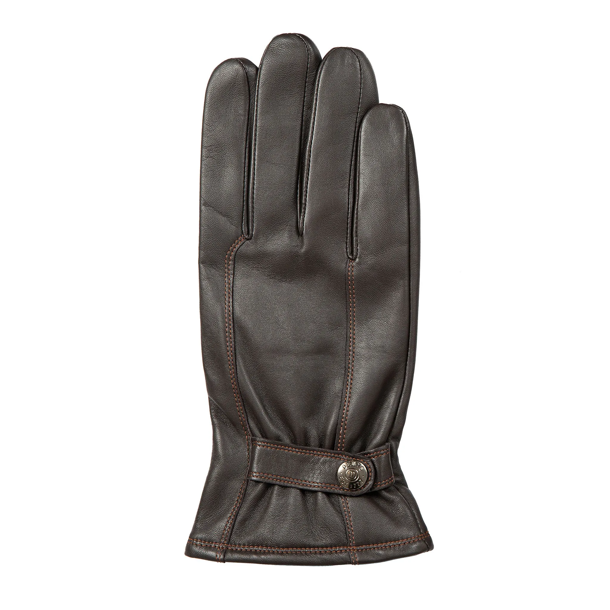 Men’s Touchscreen Lined Leather Gloves with Contrast Stitching