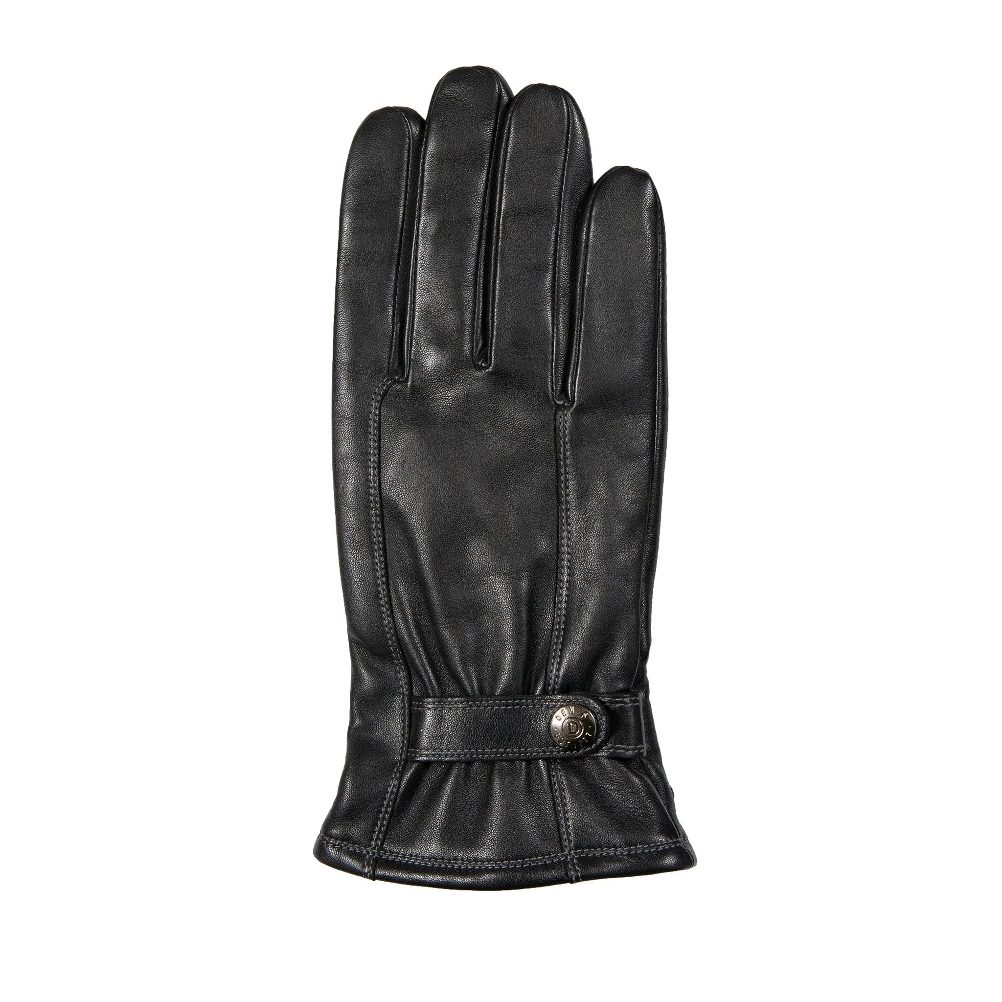 Men’s Touchscreen Lined Leather Gloves with Contrast Stitching