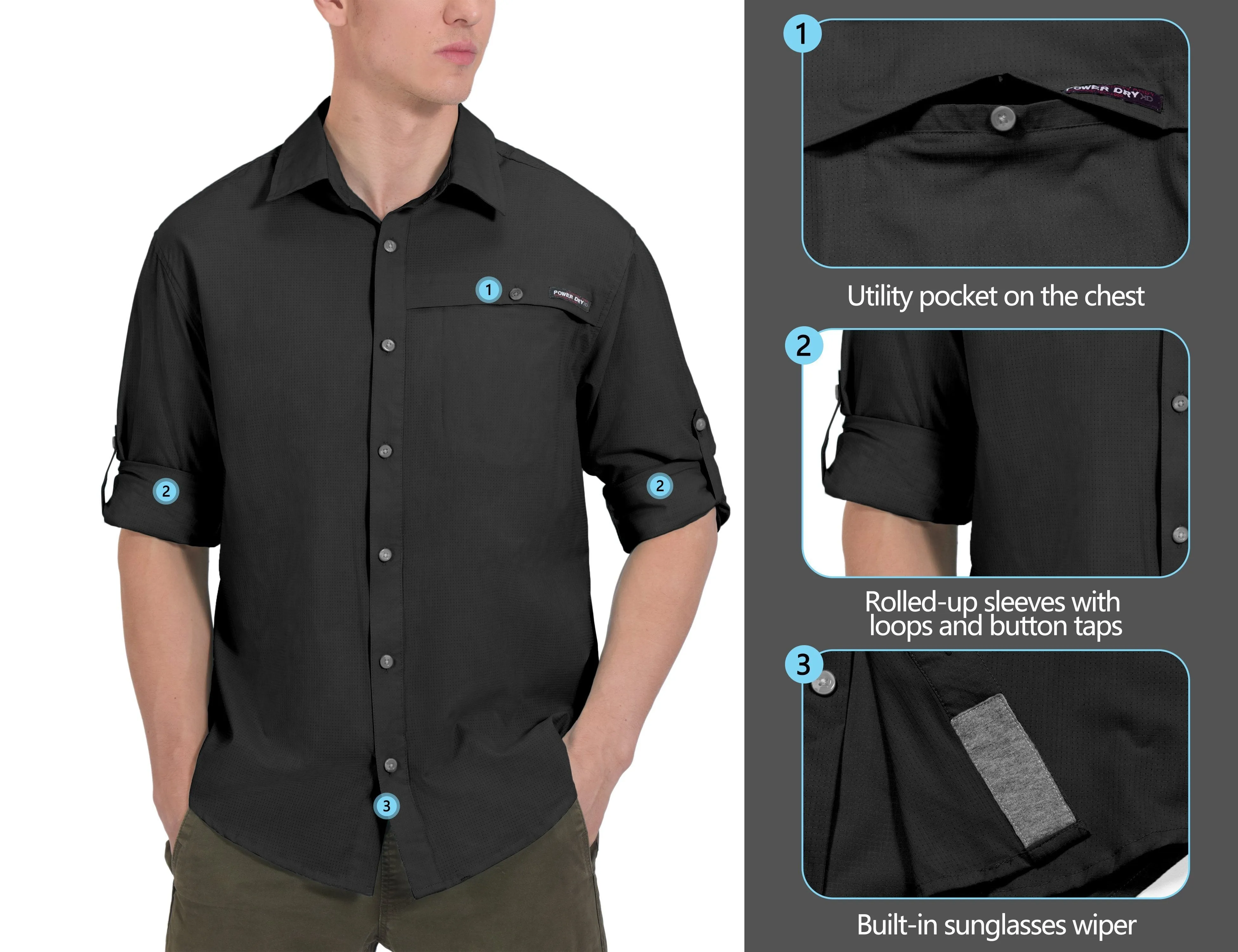 Men's UPF 50  UV Protection Air-Holes Tech Shirt