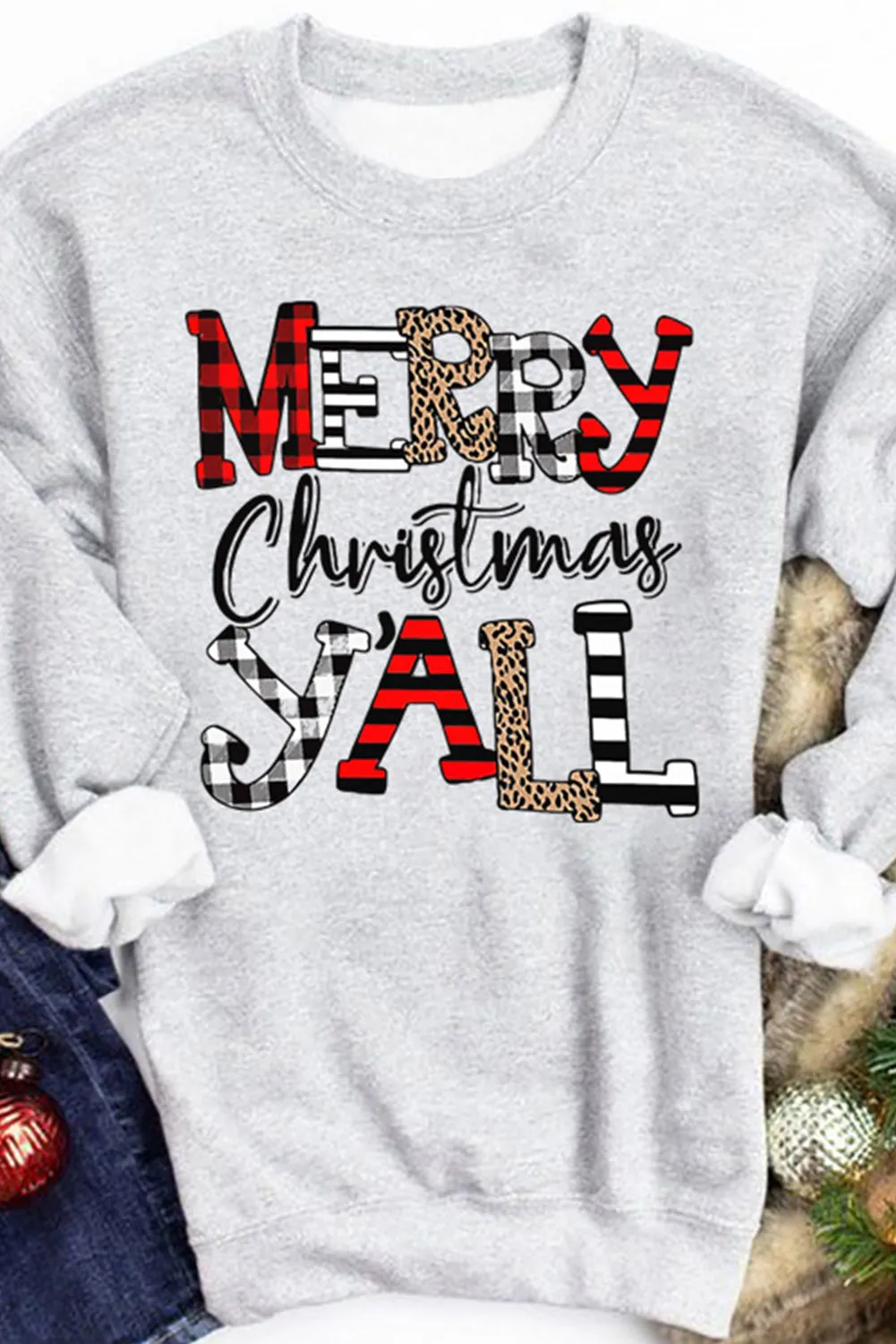 Merry Christmas Y'all Sweatshirt Crewneck Pullover Shirt Tops