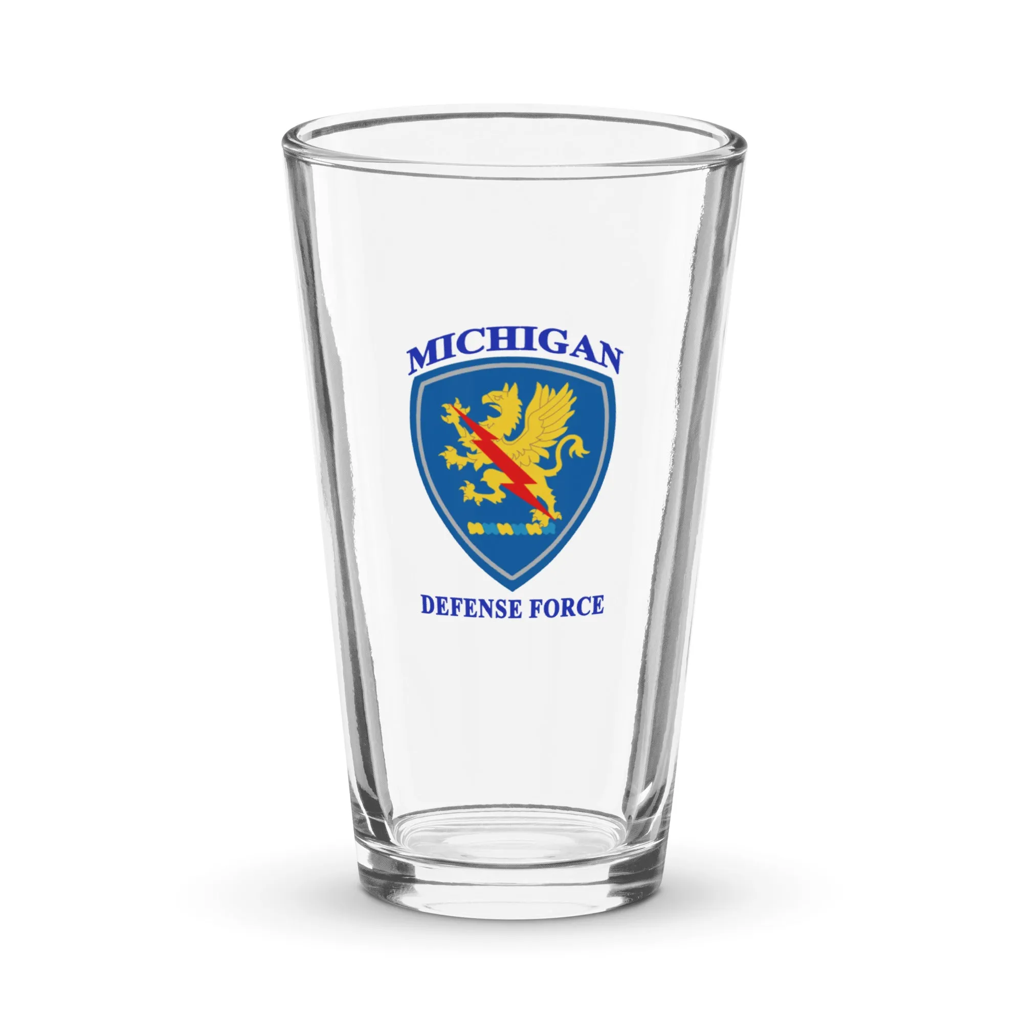 Michigan Defense Force Shaker Pint Glass