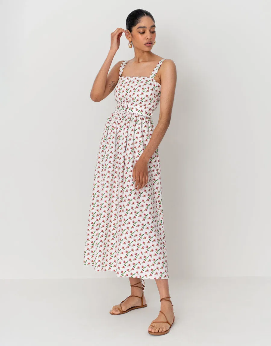 Ninet Cotton Midi Dress - Floral Pink