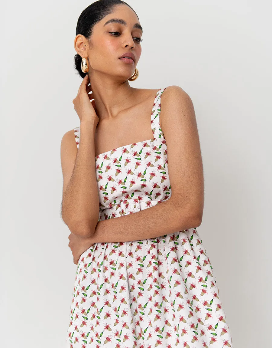 Ninet Cotton Midi Dress - Floral Pink