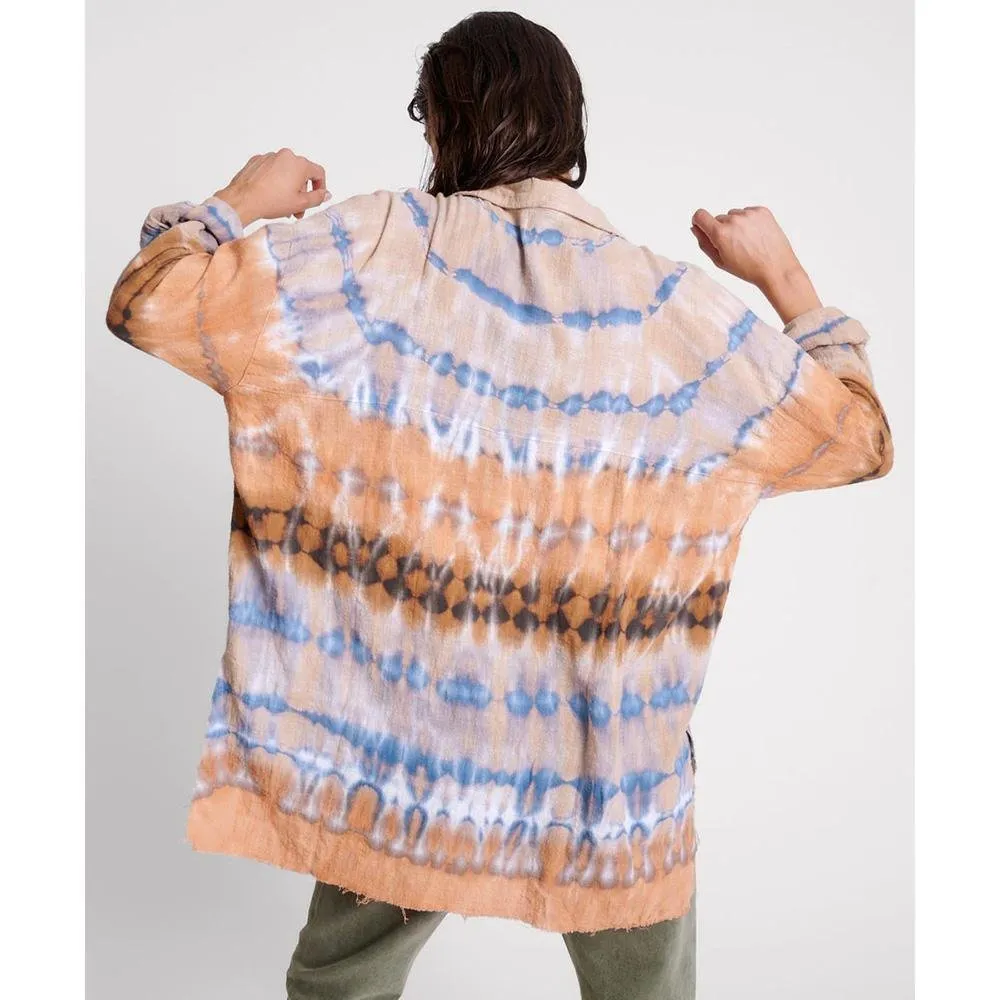 One Teaspoon Mirage Hand Tie Dyed Muslin Long Line Shirt